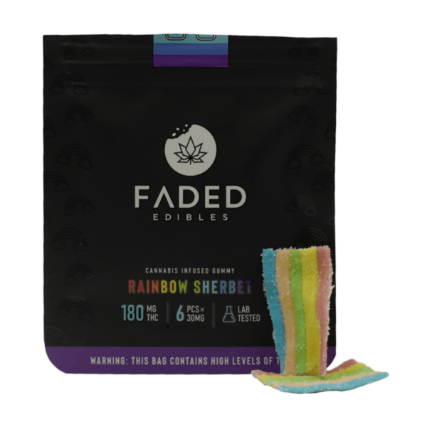 Faded Edibles – Rainbow Sherbet – 180mg | Cannalyft Canada