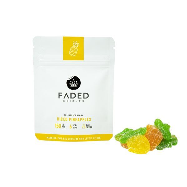 Faded Edibles – CBD 150mg Diced Pineapples | Cannalyft Canada