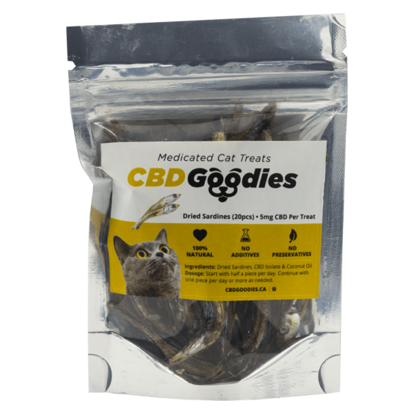 CBD Goodies – Medicated Cat Treats – Dried Sardines – 100mg CBD | Cannalyft Canada