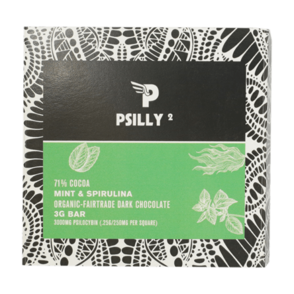 Psilly – Dark Chocolate Bar – Mint & Spirulina | Cannalyft Canada