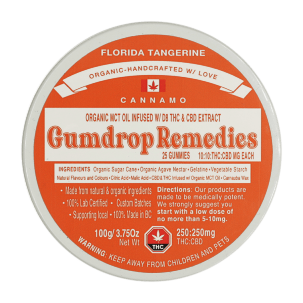 Gumdrop Remedies – Florida Tangerine 1:1 Gummies – 250mg THC/250mg CBD | Cannalyft Canada