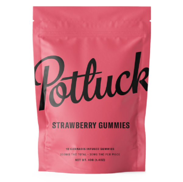 Potluck Extracts – Strawberry Gummies – 200mg THC | Cannalyft Canada